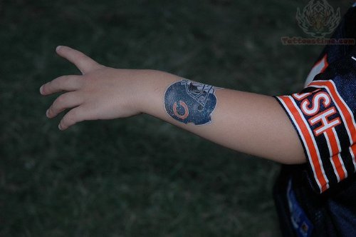 Chicago Bears Helmate Tattoo On Arm